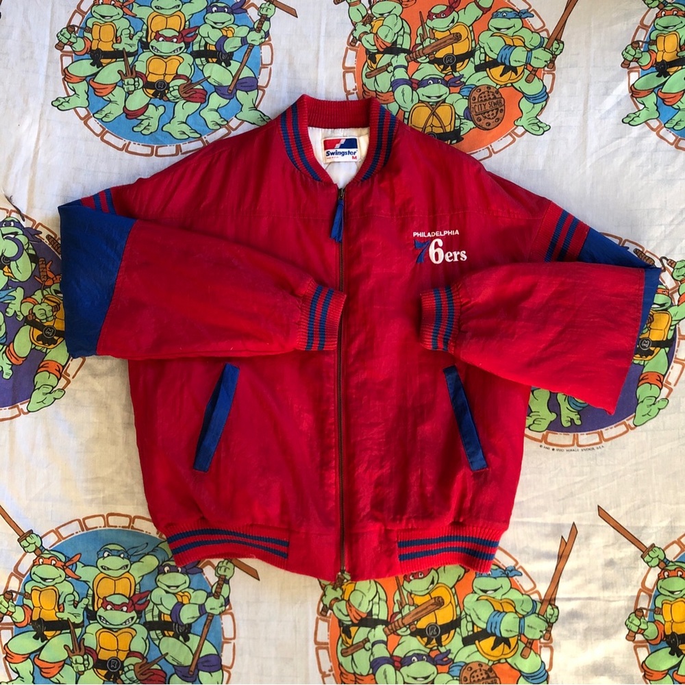 Vintage 90’s Philadelphia 76ers Swingster Bomber Jacket Mens Med Made in USA